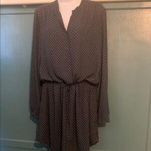 Hilary Radley Black Plunge Neck Bishop Sleeve Dress